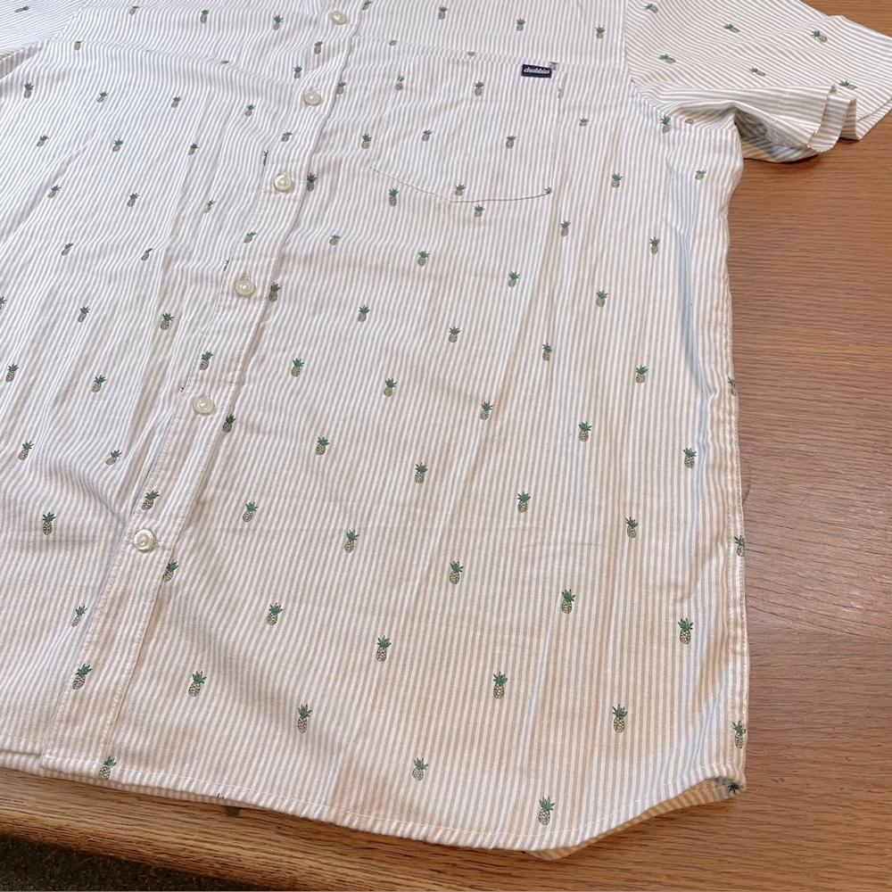 Chubbies The Friday Shirt SS XL Men's White Grey Striped Pineapple Button Down - Picture 12 of 13